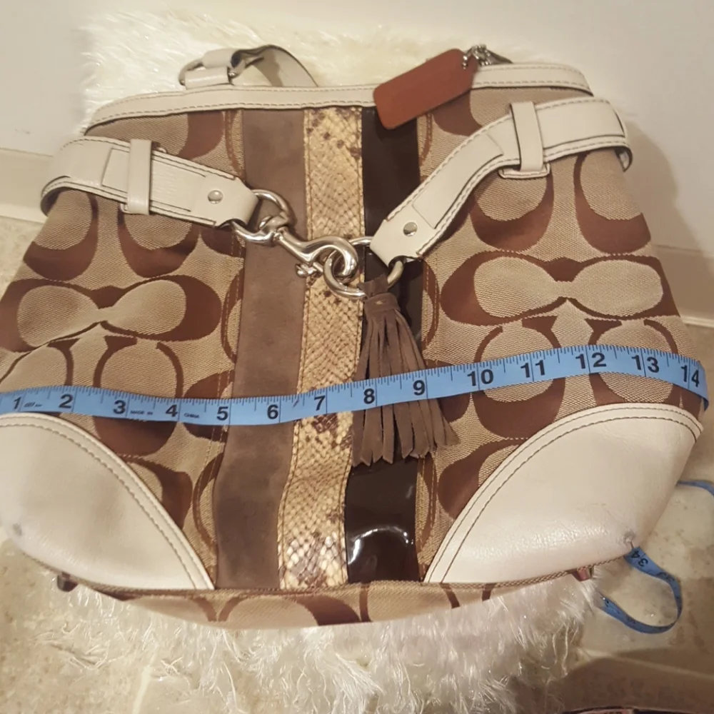 COACH Hampton Python/Leather Satchel - Picture 7 of 10